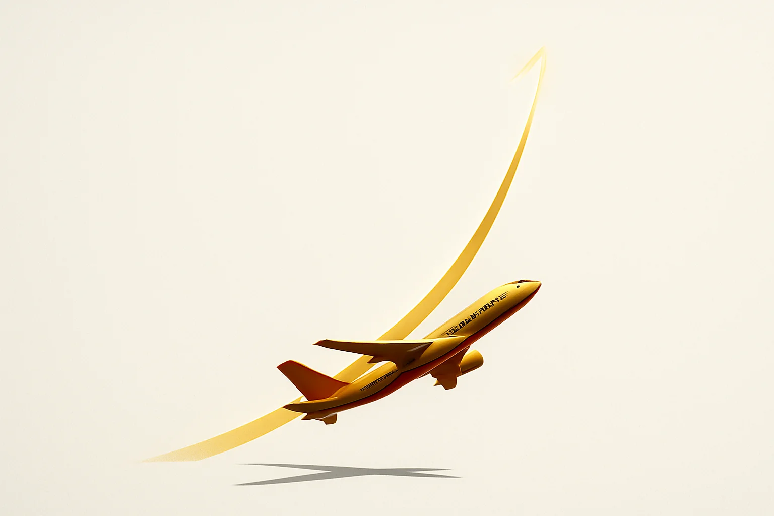 Plane ascending with glowing multiplier curve on white background